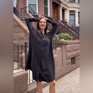 Mimu Maxi Button Up Shirt Dress, Black - Small